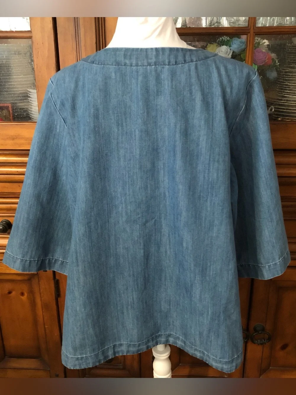 EUC Martha Stewart Blue Denim-Style Button Front Tunic